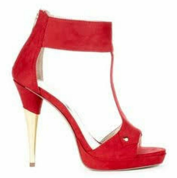 Sole Society Red Gold Valerie High Heel Pumps Sz 6 - Picture 2 of 8